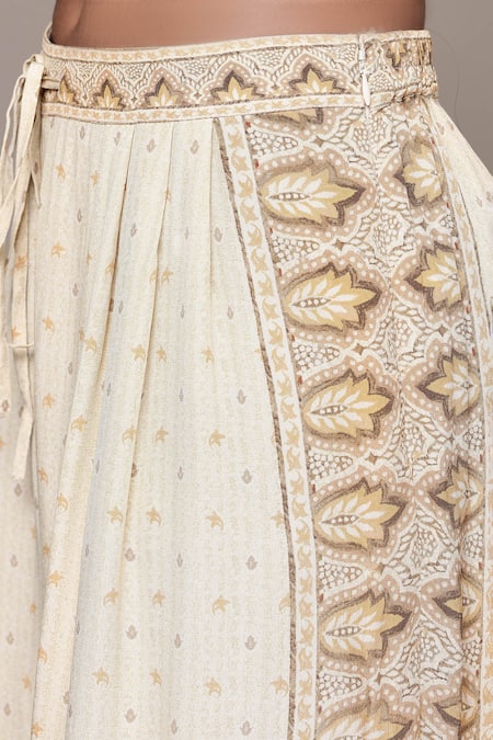 Buy_Ritu Kumar_Beige Viscose Embroidery V-neck Arith Kurta And Pant Set 