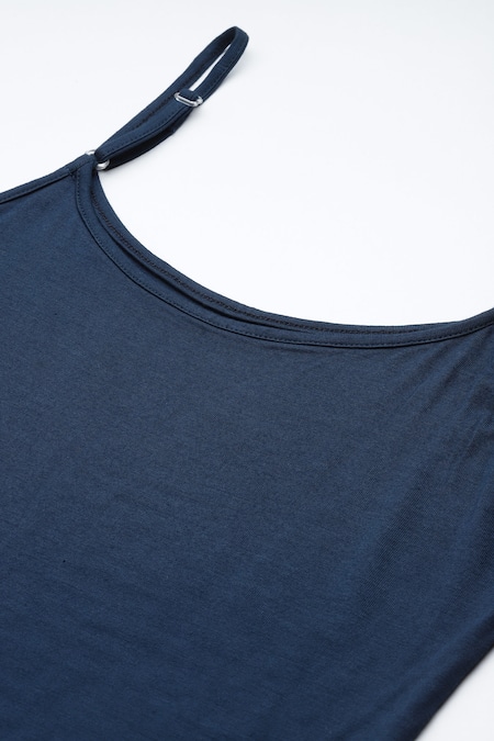 Ritu Kumar_Blue Viscose Embroidery V-neck Arith Printed Kaftan Set _at_Aza_Fashions