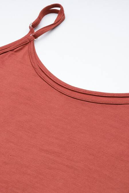 Ritu Kumar_Red Viscose, Chiffon Round Neck Designer Long Dress With Camisole _at_Aza_Fashions