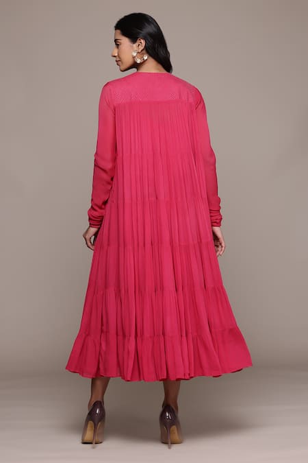 Ritu Kumar Fuchsia Essential-Ahram Midi Dress & Camisole 