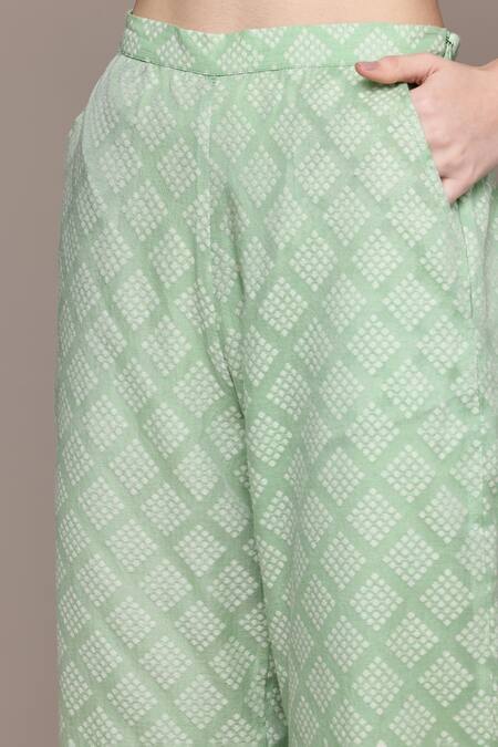 Ritu Kumar_Green Cotton Collared Essential Ananta Kurta Set _Online_at_Aza_Fashions