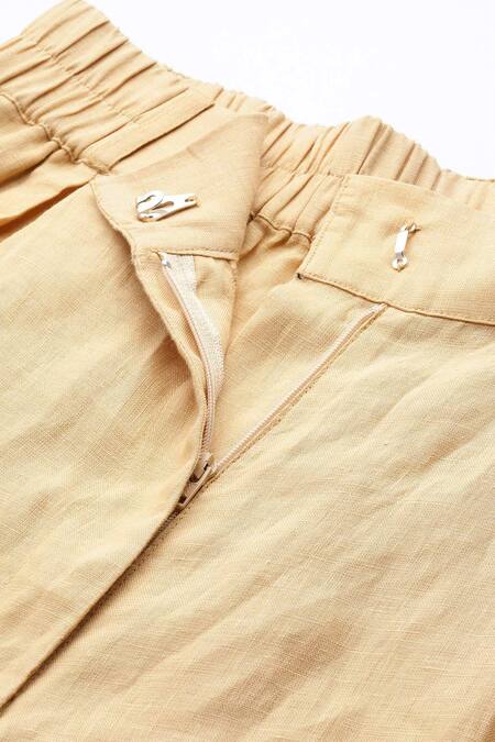 Ritu Kumar Beige Linen Essential-bottoms Pants Online at Aza Fashions Ritu Kumar_Beige Linen Essential-bottoms Pants _Online_at_Aza_Fashions
