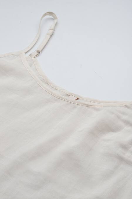 Buy_Ritu Kumar_Beige Cotton, Silk Embroidery Collared Ecru Essential-label Shirt 