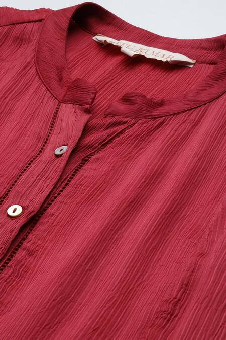 Buy Ritu Kumar Red Crepe Collared Essential-mahi Short Dress Online at Aza Fashions Buy_Ritu Kumar_Red Crepe Collared Essential-mahi Short Dress _Online_at_Aza_Fashions