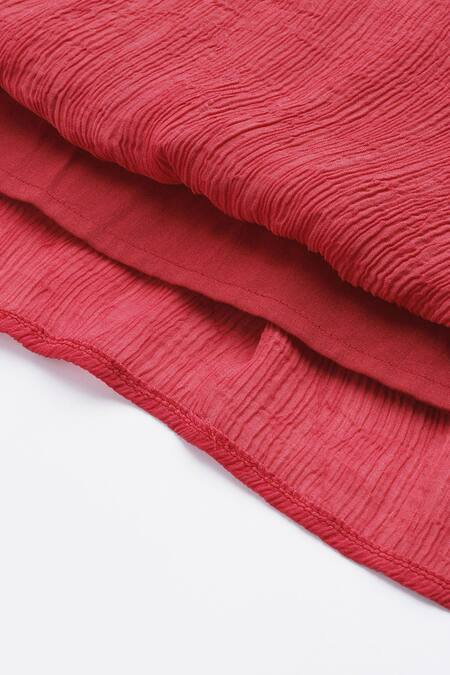 Shop Ritu Kumar Red Crepe Collared Essential-mahi Short Dress Online at Aza Fashions Shop_Ritu Kumar_Red Crepe Collared Essential-mahi Short Dress _Online_at_Aza_Fashions