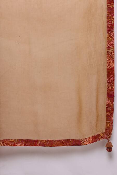 Ritu Kumar_Orange Viscose Round Neck Rust Jhanvi Kurta Set _Online_at_Aza_Fashions