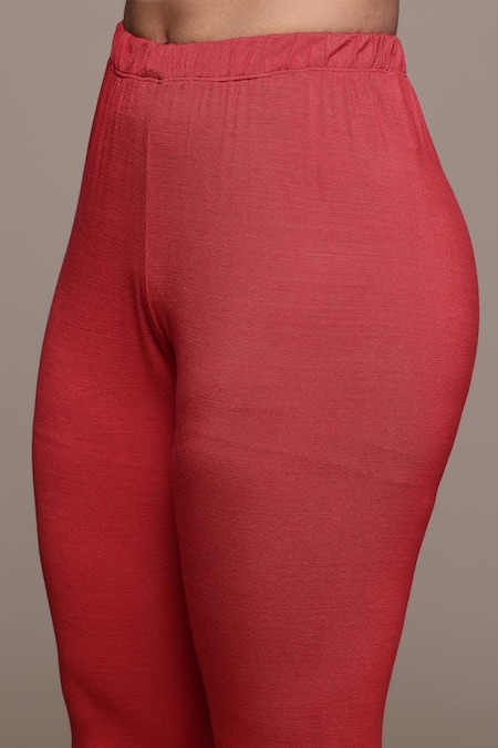 Buy_Ritu Kumar_Orange Viscose Round Neck Rust Jhanvi Kurta Set _Online_at_Aza_Fashions