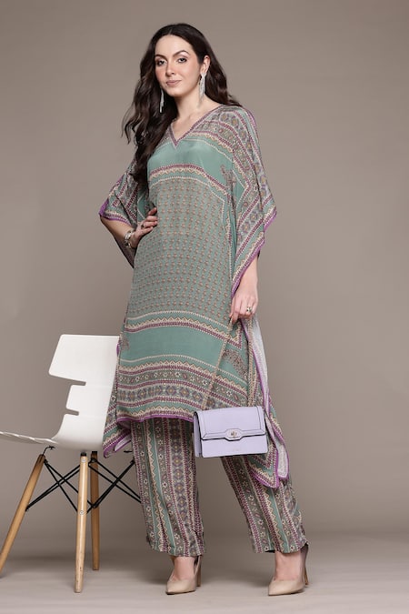 Ritu Kumar Green Teal Keya Kurta Set 