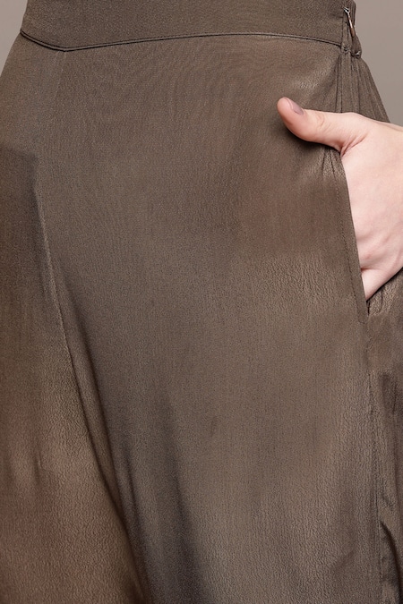 Buy Ritu Kumar Brown Cotton Embroidery Keyhole Neck Printed Kurta Set Online at Aza Fashions Buy_Ritu Kumar_Brown Cotton Embroidery Keyhole Neck Printed Kurta Set _Online_at_Aza_Fashions