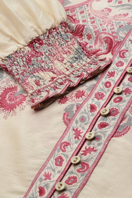 Shop_Ritu Kumar_Off White Cotton Embroidery Collared Zuri Shirt _Online_at_Aza_Fashions