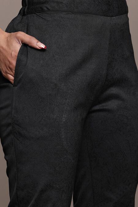 Buy Ritu Kumar Beige Cotton Embroidery Mandarin Collar And Black Flowret Kurta Set Online at Aza Fashions Buy_Ritu Kumar_Beige Cotton Embroidery Mandarin Collar And Black Flowret Kurta Set _Online_at_Aza_Fashions