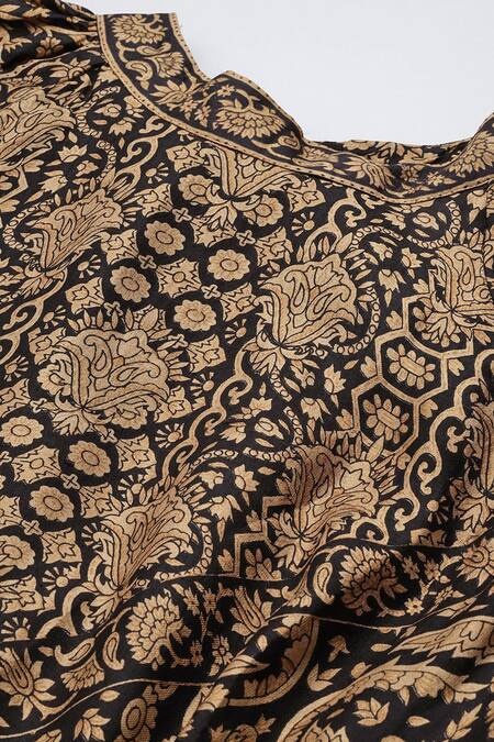 Shop Ritu Kumar Black Silk Round Neck Flowret K Anarkali Set Online at Aza Fashions Shop_Ritu Kumar_Black Silk Round Neck Flowret K Anarkali Set _Online_at_Aza_Fashions