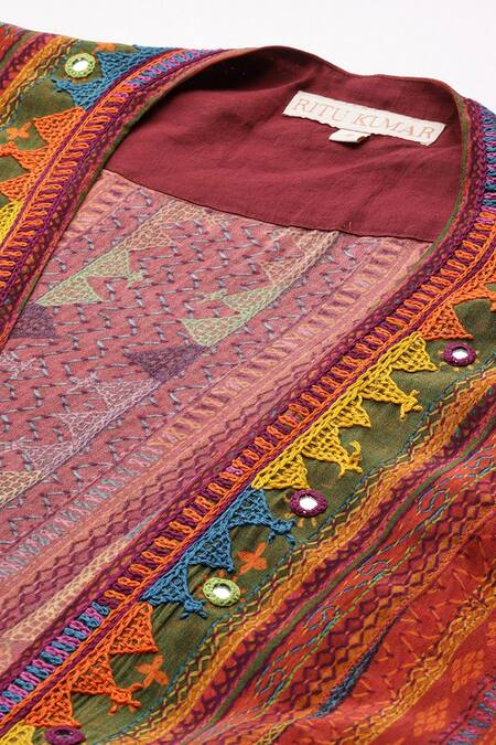 Buy Ritu Kumar Multi Color Viscose, Crepe, Rayon Scoop Kantara K Cape Set With Pant And Bustier Buy_Ritu Kumar_Multi Color Viscose, Crepe, Rayon Scoop Kantara K Cape Set With Pant And Bustier