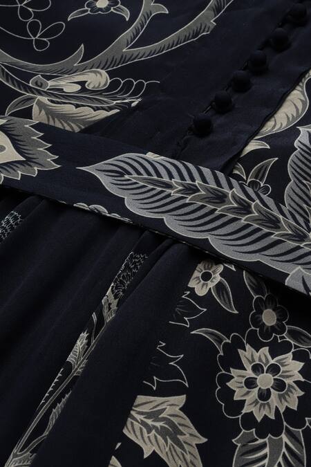 Ritu Kumar Black Viscose Round Neck Poppy Pushpanjali K Midi Dress at Aza Fashions Ritu Kumar_Black Viscose Round Neck Poppy Pushpanjali K Midi Dress _at_Aza_Fashions