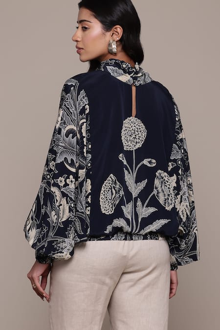 Shop Ritu Kumar Black Viscose Embroidery Round Neck Poppy Pushpanjali K Kurti at Aza Fashions Shop_Ritu Kumar_Black Viscose Embroidery Round Neck Poppy Pushpanjali K Kurti _at_Aza_Fashions