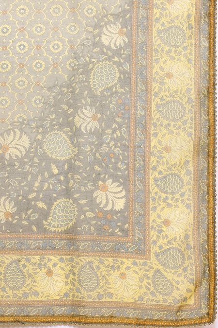 Shop Ritu Kumar Yellow Chanderi , Cotton, Embroidery V-neck Pineapple K Kurta Set Online at Aza Fashions Shop_Ritu Kumar_Yellow Chanderi , Cotton, Embroidery V-neck Pineapple K Kurta Set _Online_at_Aza_Fashions