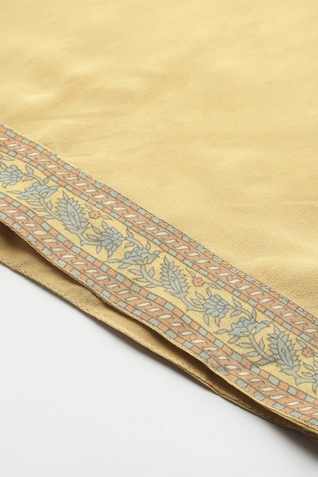 Buy Ritu Kumar Yellow Chanderi , Cotton, Embroidery V-neck Pineapple K Kurta Set Buy_Ritu Kumar_Yellow Chanderi , Cotton, Embroidery V-neck Pineapple K Kurta Set