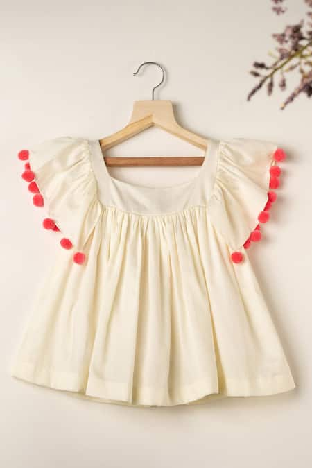 Darleen Kids Couture Embroidered Off White Cotton Dress 