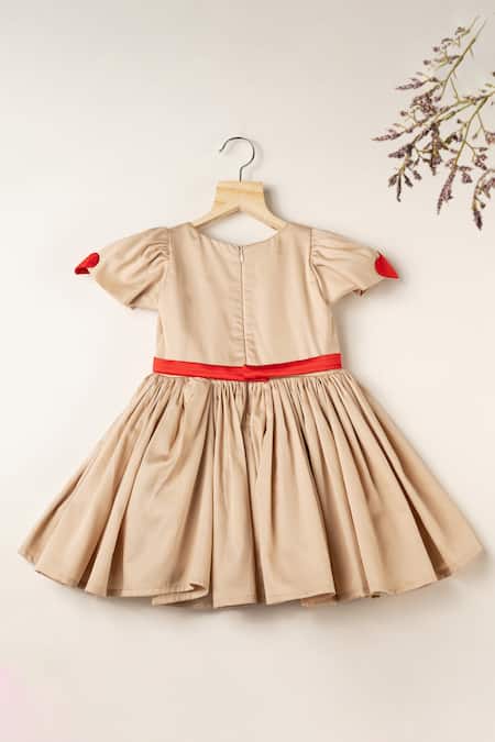 Darleen Kids Couture Beige Heart Detail Dress 