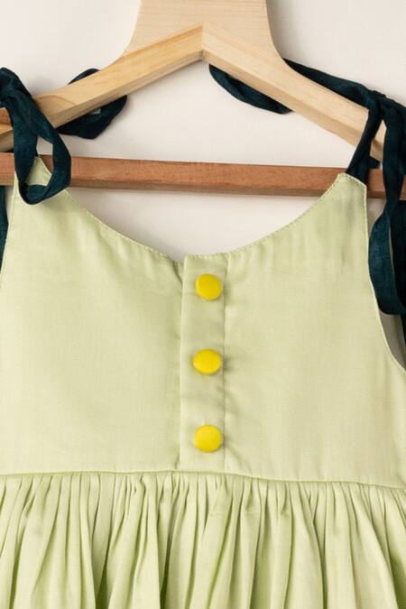 Darleen Kids Couture_Green Cotton Layered Dress _Online_at_Aza_Fashions