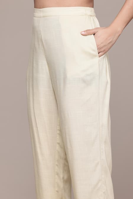 Ritu Kumar, Ri.Ritu Kumar, aarke Ritu Kumar_Peach Cotton Round Neck Printed Kurta Set With Dupatta_Online_at_Aza_Fashions