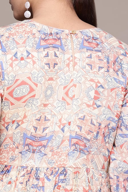 Ritu Kumar, Ri.Ritu Kumar, aarke Ritu Kumar Peach Cotton Round Neck Printed Kurta Set With Dupatta at Aza Fashions Ritu Kumar, Ri.Ritu Kumar, aarke Ritu Kumar_Peach Cotton Round Neck Printed Kurta Set With Dupatta_at_Aza_Fashions