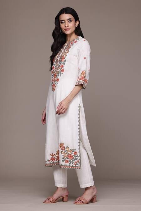 Buy Ritu Kumar, Ri.Ritu Kumar, aarke Ritu Kumar Off White Cotton Embroidery Round Neck Ashoka Solid Kurta Set Online at Aza Fashions Buy_Ritu Kumar, Ri.Ritu Kumar, aarke Ritu Kumar_Off White Cotton Embroidery Round Neck Ashoka Solid Kurta Set_Online_at_Aza_Fashions