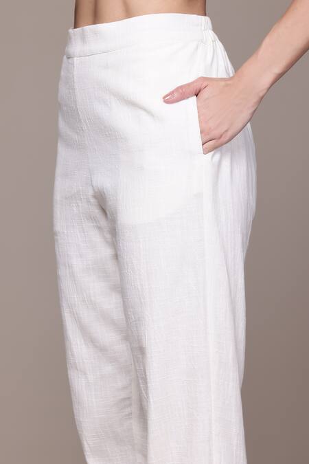 Buy Ritu Kumar, Ri.Ritu Kumar, aarke Ritu Kumar Off White Cotton Embroidery Round Neck Ashoka Solid Kurta Set Buy_Ritu Kumar, Ri.Ritu Kumar, aarke Ritu Kumar_Off White Cotton Embroidery Round Neck Ashoka Solid Kurta Set