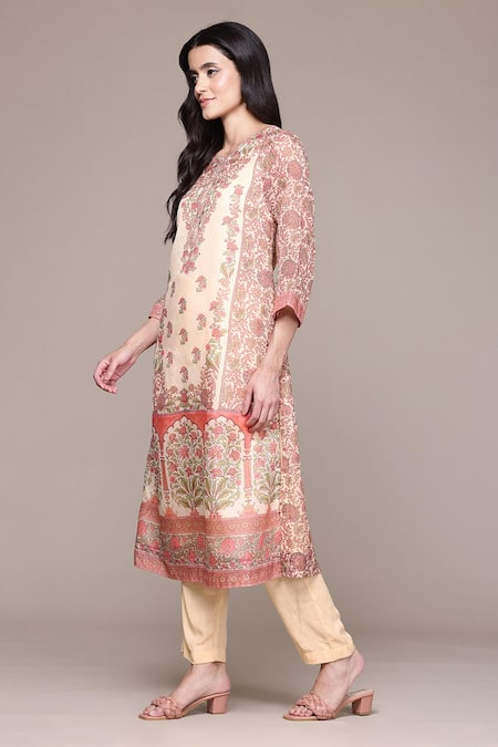 Ritu Kumar, Ri.Ritu Kumar, aarke Ritu Kumar Beige Polyester, Viscose Embroidery Round Shobhika Kurta Set With Pant And Dupatta Online at Aza Fashions Ritu Kumar, Ri.Ritu Kumar, aarke Ritu Kumar_Beige Polyester, Viscose Embroidery Round Shobhika Kurta Set With Pant And Dupatta_Online_at_Aza_Fashions