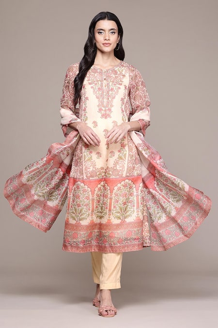 Buy Ritu Kumar, Ri.Ritu Kumar, aarke Ritu Kumar Beige Polyester, Viscose Embroidery Round Shobhika Kurta Set With Pant And Dupatta Online at Aza Fashions Buy_Ritu Kumar, Ri.Ritu Kumar, aarke Ritu Kumar_Beige Polyester, Viscose Embroidery Round Shobhika Kurta Set With Pant And Dupatta_Online_at_Aza_Fashions