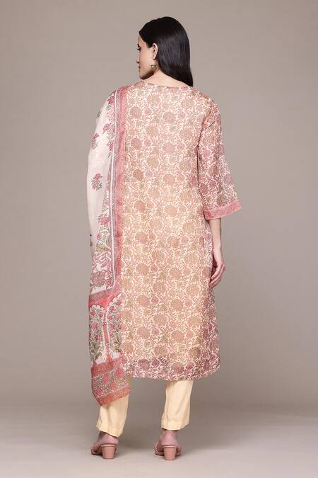 Shop Ritu Kumar, Ri.Ritu Kumar, aarke Ritu Kumar Beige Polyester, Viscose Embroidery Round Shobhika Kurta Set With Pant And Dupatta at Aza Fashions Shop_Ritu Kumar, Ri.Ritu Kumar, aarke Ritu Kumar_Beige Polyester, Viscose Embroidery Round Shobhika Kurta Set With Pant And Dupatta_at_Aza_Fashions