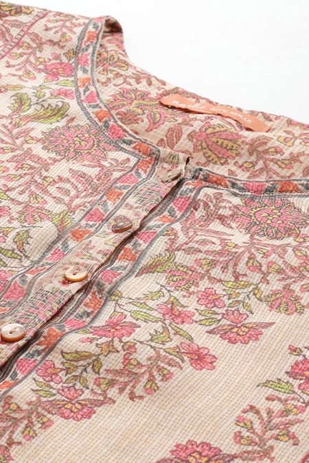 Buy Ritu Kumar, Ri.Ritu Kumar, aarke Ritu Kumar Beige Polyester, Viscose Embroidery Round Shobhika Kurta Set With Pant And Dupatta Buy_Ritu Kumar, Ri.Ritu Kumar, aarke Ritu Kumar_Beige Polyester, Viscose Embroidery Round Shobhika Kurta Set With Pant And Dupatta