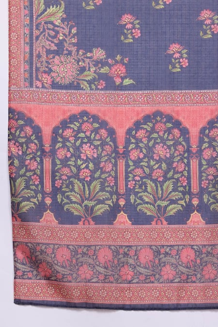 Ritu Kumar, Ri.Ritu Kumar, aarke Ritu Kumar_Blue Polyester, Viscose Embroidery Floral Printed Kurta Set With Pant And Dupatta_at_Aza_Fashions