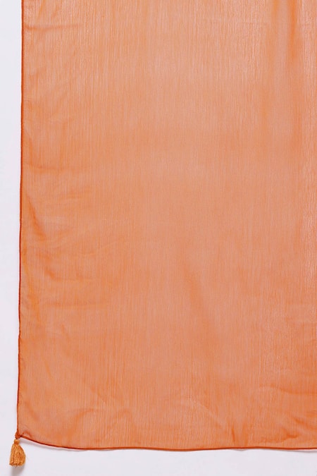 Shop_Ritu Kumar, Ri.Ritu Kumar, aarke Ritu Kumar_Rust Polyester, Viscose, Chiffon Embroidery Ashfi Kurti Set With Pant And Dupatta_Online_at_Aza_Fashions