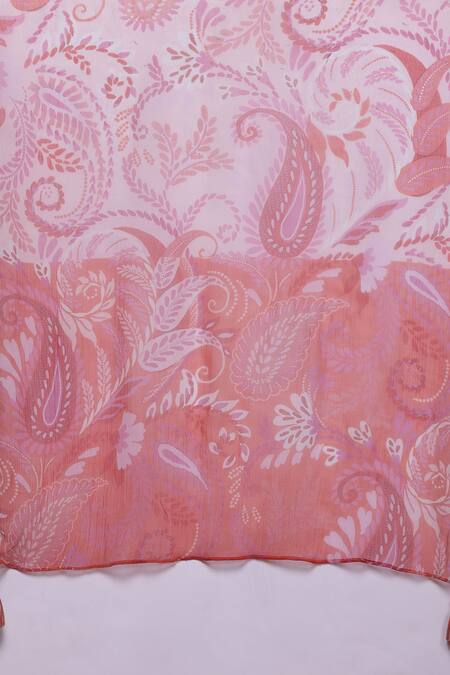 Shop_Ritu Kumar, Ri.Ritu Kumar, aarke Ritu Kumar_Pink Cotton Embroidery Round Neck Raspberry Tarasha Printed Kurta Set_Online_at_Aza_Fashions