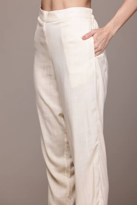 Ritu Kumar, Ri.Ritu Kumar, aarke Ritu Kumar_Coral Viscose, Cotton Embroidery Round Ophellia Kurta Set With Pant And Dupatta_Online_at_Aza_Fashions