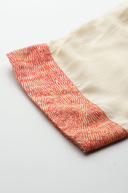 Buy_Ritu Kumar, Ri.Ritu Kumar, aarke Ritu Kumar_Coral Viscose, Cotton Embroidery Round Ophellia Kurta Set With Pant And Dupatta