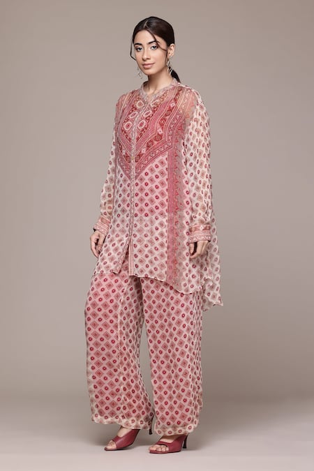 Ritu Kumar, Ri.Ritu Kumar, aarke Ritu Kumar_Off White Cotton Embroidery Round Neck Khanak Printed Kurta Set_Online_at_Aza_Fashions