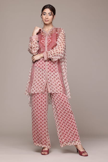 Buy_Ritu Kumar, Ri.Ritu Kumar, aarke Ritu Kumar_Off White Cotton Embroidery Round Neck Khanak Printed Kurta Set_Online_at_Aza_Fashions