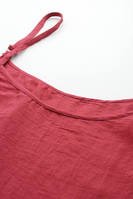 Shop_Ritu Kumar, Ri.Ritu Kumar, aarke Ritu Kumar_Off White Cotton Embroidery Round Neck Khanak Printed Kurta Set_Online_at_Aza_Fashions