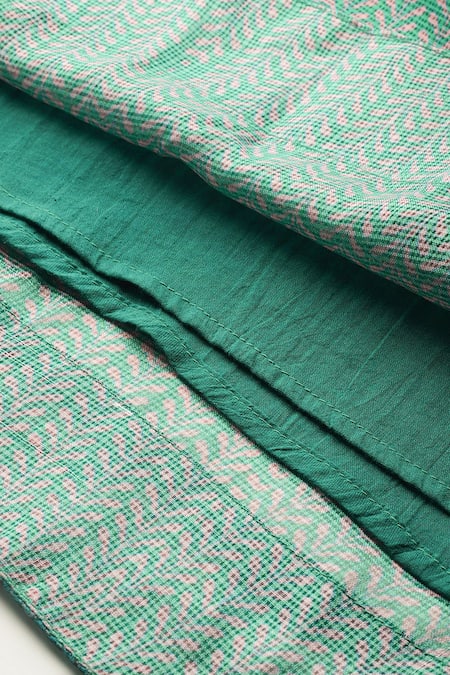 Buy Ritu Kumar, Ri.Ritu Kumar, aarke Ritu Kumar Green Polyester Embroidery V-neck Jharna Long Dress Buy_Ritu Kumar, Ri.Ritu Kumar, aarke Ritu Kumar_Green Polyester Embroidery V-neck Jharna Long Dress