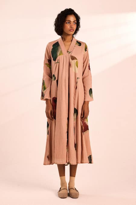 Kharakapas Abstract Watercolor Midi Dress 