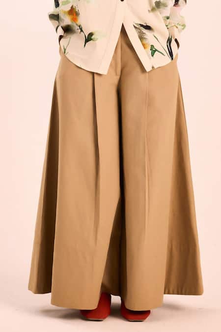 Buy_Kharakapas_Off White Voile Bandeau Neck Floral Print Shirt _Online_at_Aza_Fashions