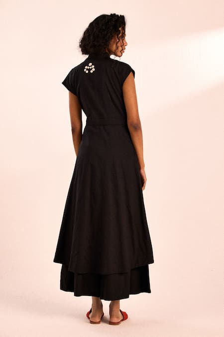 Kharakapas Black Wrap Tunic Co-ord Set 