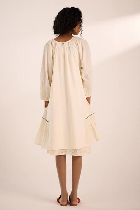 Kharakapas Peony Midi Dress With Lace Slip 