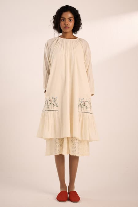 Kharakapas Peony Midi Dress With Lace Slip 