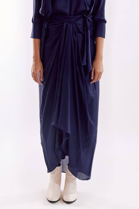 Shop_Notsosure_Purple V-neck Side Tie Coord Set _Online_at_Aza_Fashions