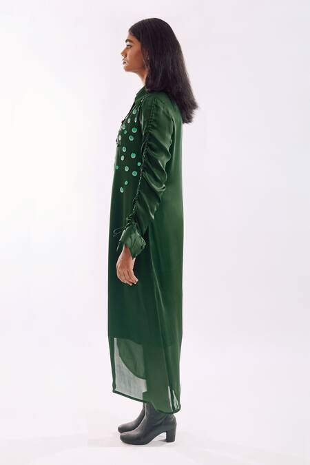 Buy Notsosure Green Georgette Sequins Draped Dress Online at Aza Fashions Buy_Notsosure_Green Georgette Sequins Draped Dress _Online_at_Aza_Fashions