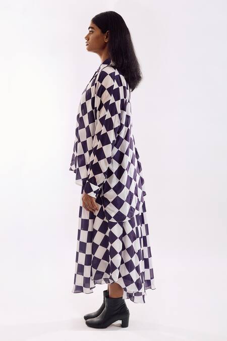 Buy Notsosure White Crepe Collared Checkered Skirt And Shirt Coord Set Online at Aza Fashions Buy_Notsosure_White Crepe Collared Checkered Skirt And Shirt Coord Set _Online_at_Aza_Fashions