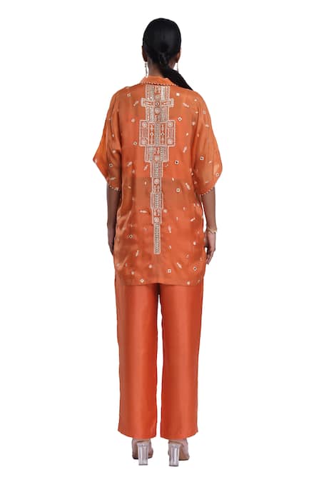 Surbhi Gupta Embroidered Orange Co-Ord Set 